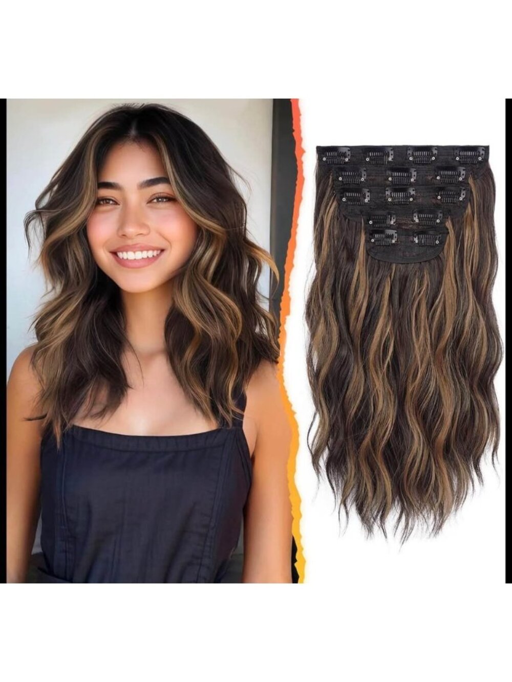 NEW 5-Piece Clip-In Hair Extensions, 14-Inch Synthetic